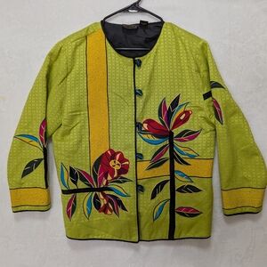Julia Kim Oriental Style Floral Embroidered Women's Jacket M